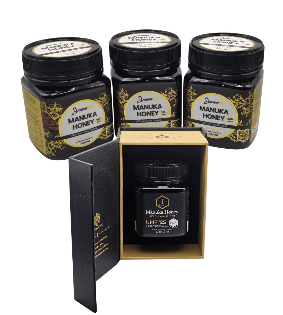 iHoney umf25+, Mgo1200+250g  1bottle, powerbee mgo290+ 250g3bottles
