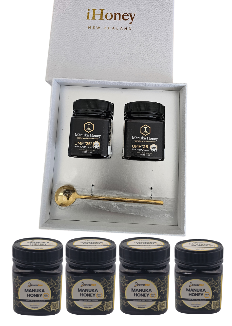 iHONEY  Manuka honey UMF 25+ 2sets, powerbee Manuka honey mg0290+ 4 bottles